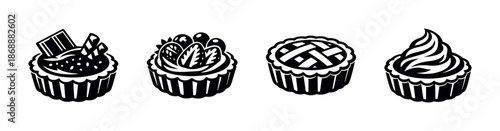 Bakery and pastry vector icons set: dessert and sweet treat graphics