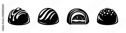 Chocolate truffle vector icons set: gourmet and confectionery designs