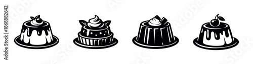 Desserts and sweets vector icons set. pastry and confectionery symbols