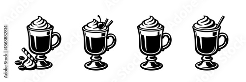 Coffee drinks vector icons set. beverage, cafe menu symbols