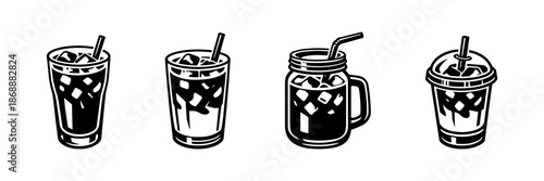 Coffee and beverage vector icons set: drinks, refreshments, and cafe symbols