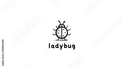 Cute hand-drawn ladybug doodle illustration on white background, simple cartoon insect graphic icon, whimsical vector bug artwork.