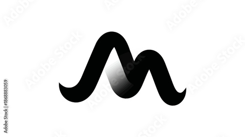 Modern minimalist abstract letter M logo concept with gradient effect, elegant black and white initial monogram symbol.
