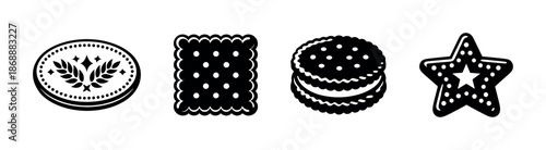 Bakery delights vector icons set: cookie design and confectionery elements