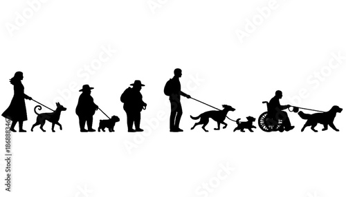 Person Walking Dog Park Silhouette