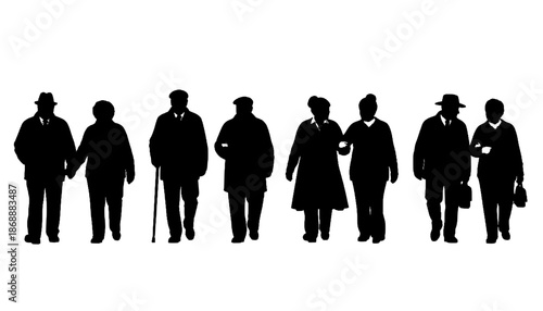 Elderly Couple Walking Silhouette