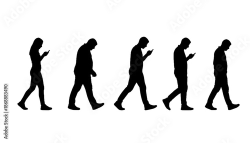 Person Using Smartphone Walking Silhouette