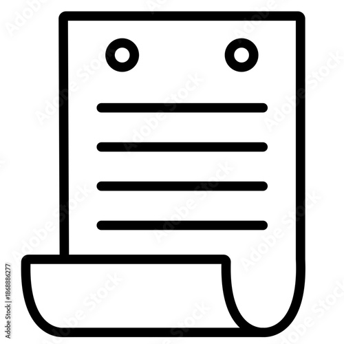 Hand drawn paper note illustration. Written message. Office school outline