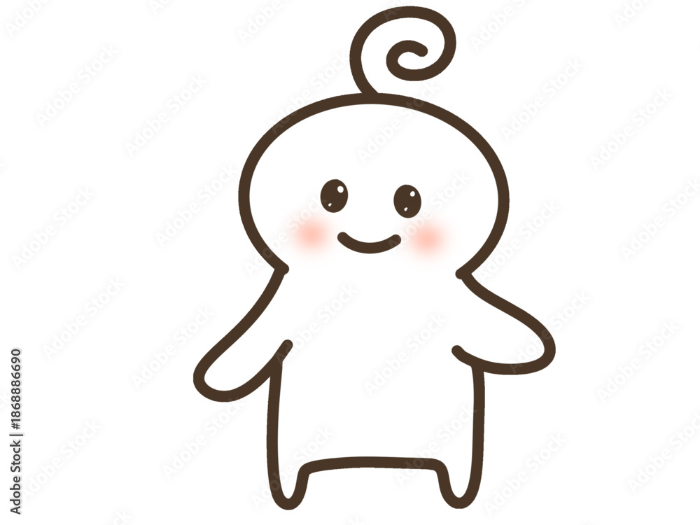 Obraz premium Cute Humanoid Character, Kawaii Simple Illustration