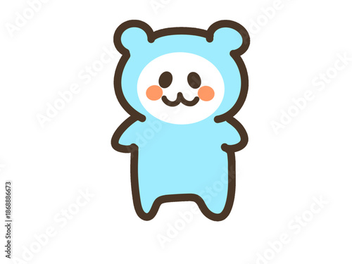 Cute Light Blue Bear Character, Kawaii Animal Illustration