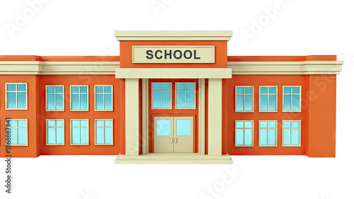 Wallpaper Mural Cartoon school building with orange walls and beige accents Torontodigital.ca