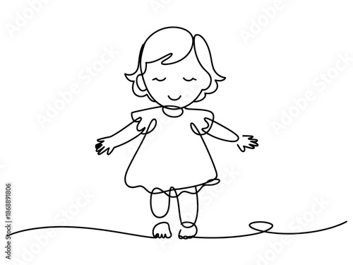 A happy little girl jumping rope with a smile on her face