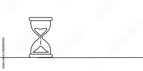 A simple line drawing of an hourglass on a white background