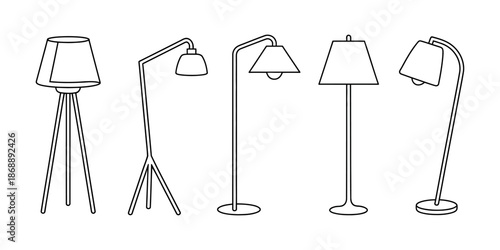 A collection of modern floor lamps in various designs and styles for home decor