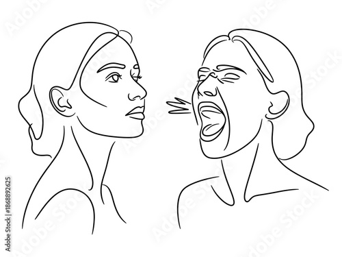 A woman yelling at another woman in a dramatic and intense conversation.