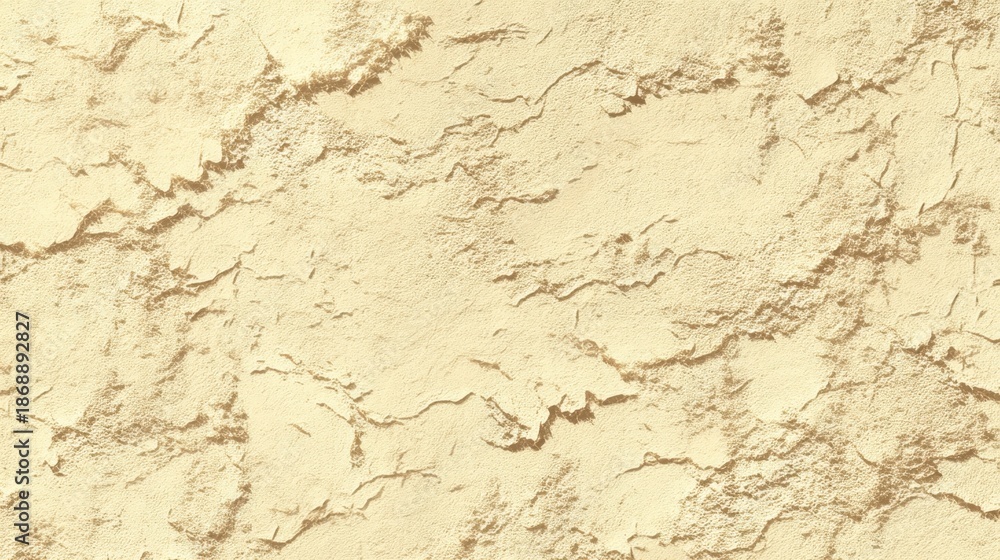 Obraz premium Textured beige wall with cracks and rough surface patterns.