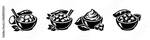 Food vector icons set. cuisine, meal, cooking symbols