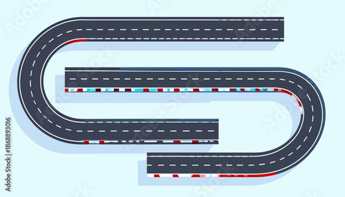 Race Track Illustration Top View, S Shaped Layout