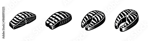 Sushi vector icons set. japanese cuisine, fish, seafood symbols