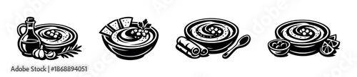 Food vector icons set. cuisine, gastronomy, meal symbols