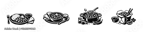 Chickpea vector icons set. food, cuisine, meal symbols