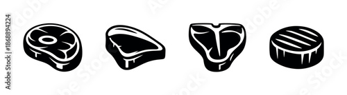 Meat vector icons set. butchery, steak, cut symbols