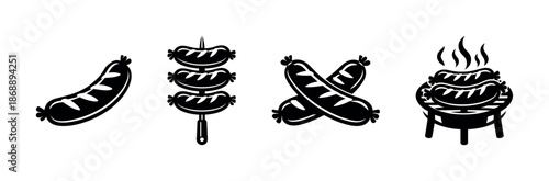 Barbecue vector icons set. grill, sausages, bbq symbols collection