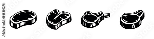 Meat vector icons set. steak, chop, cuts symbols
