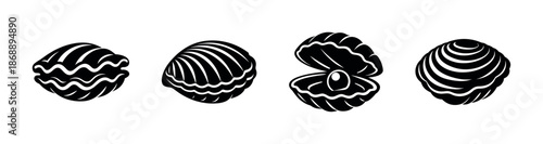 Seashell vector icons set. ocean, marine, shell symbols