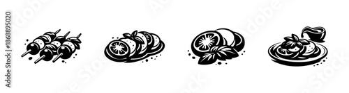 Tomato vector icons set. food, salad, fresh vegetable symbols