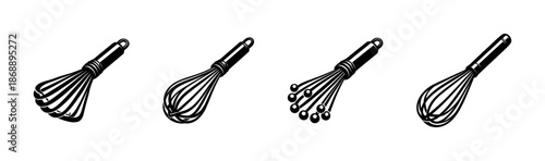 Kitchen tools vector icons set. cooking, whisk, utensils symbols