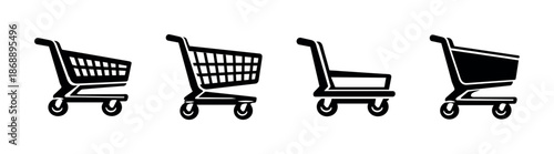Shopping carts vector icons set. retail, commerce, trolley symbols