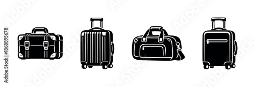 Luggage vector icons set. travel, baggage, suitcase symbols