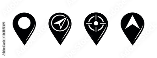 Location vector icons set. navigation, map, geolocation symbols