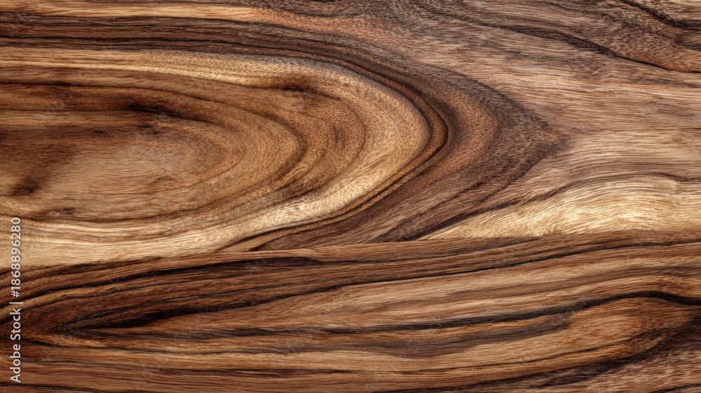 Fototapeta premium Natural wood grain texture with rich brown swirls and patterns.