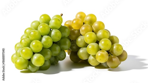 Fresh Green and Yellow Grapes Clusters Isolated
