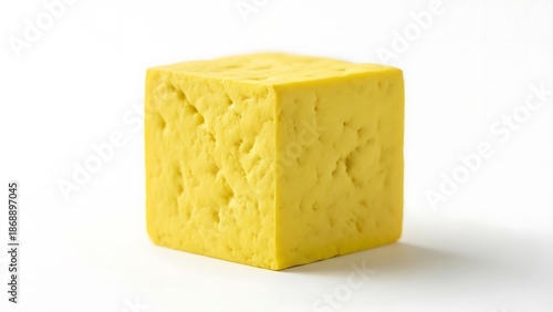 Yellow Cube Object on White Background