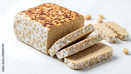 Tempeh Slices on White Background
