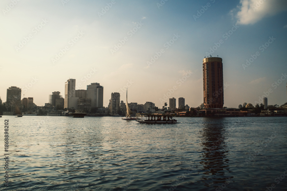Naklejka premium Cityscape Of Cairo From The Nile River
