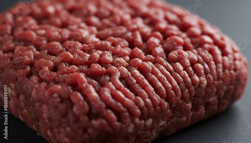 Raw ground beef close-up coarsely textured