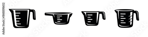 Measuring cups vector icons set. kitchware, cooking, baking symbols