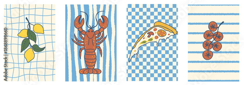 Italian Coastal Food Posters Set