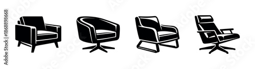 Chair vector icons set. furnishings, seating, furniture symbols