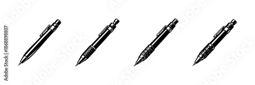 Pen vector icons set. writing, stationery, pencil symbols