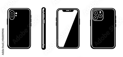 Smartphone vector icons set. mobile, phones, device illustrations