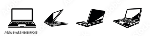 Laptop vector icons set. computers, devices, electronics symbols