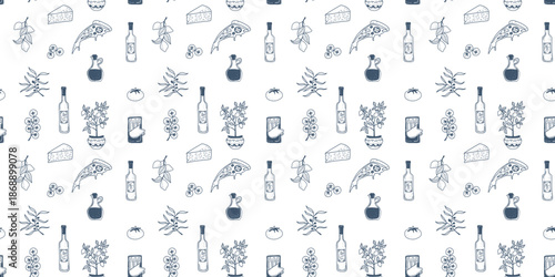 Italian Coastal Food Seamless Pattern
