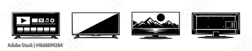 Television vector icons set. tv, monitors, screen symbols