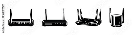 Router vector icons set. wifi, network, internet symbols
