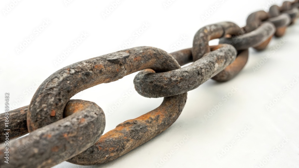 Obraz premium Close-up of a Heavy Duty Rusty Metal Chain Link